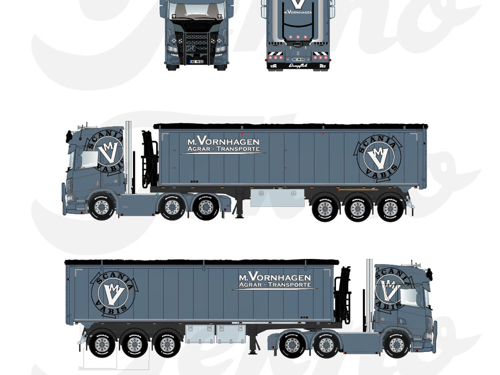 Tekno Tekno Scania Next Gen Highline 6x2 with 3-axle tipper trailer VORNHAGEN