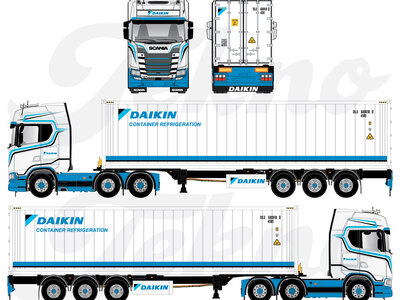 Tekno Tekno Scania NGS 6x2 met container oplegger + 40ft. reefer container DAIKIN