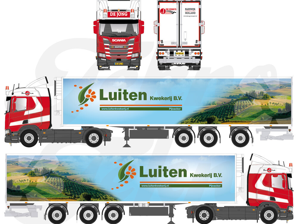 Tekno Tekno Scania Next Gen R-serie 4x2 with 3-axle  reefer trailer  DE JONG'S EXPEDITIE