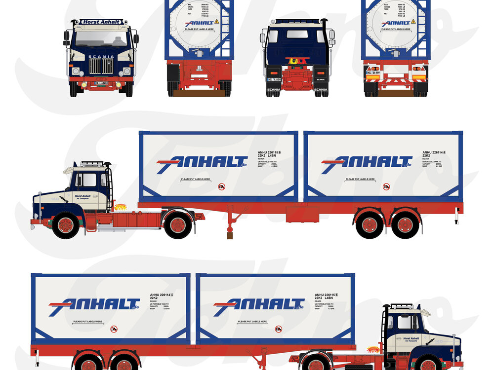 Tekno Tekno Scania 140 Torpedo with 2x Iso tankcontainer ANHALT