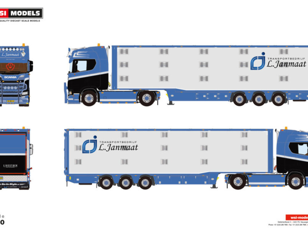 WSI WSI Scania S Highline 4x2 with 3-axle iso therm live stock trailer TRANSPORTBEDRIJF L. JANMAAT