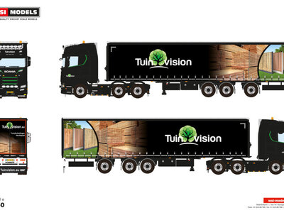 WSI WSI Scania S Highline 6x2 with 3-axle twin steer tridec curtainside trailer TUINVISION GROUP BV