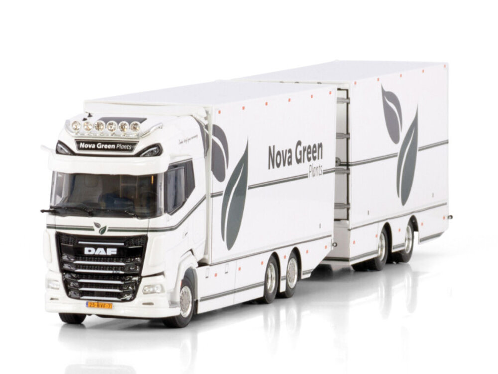 WSI WSI DAF XG+ 6x2 reefer truck with 2-axle drawbar reefer trailer NOVA GREEN PLANTS BV