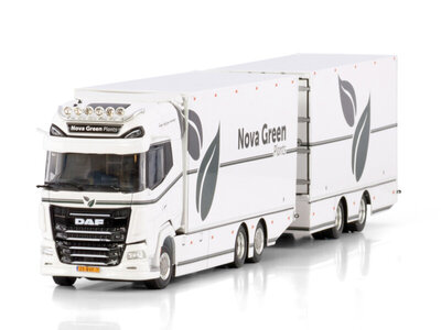 WSI WSI DAF XG+ 6x2 reefer truck with 2-axle drawbar reefer trailer NOVA GREEN PLANTS BV