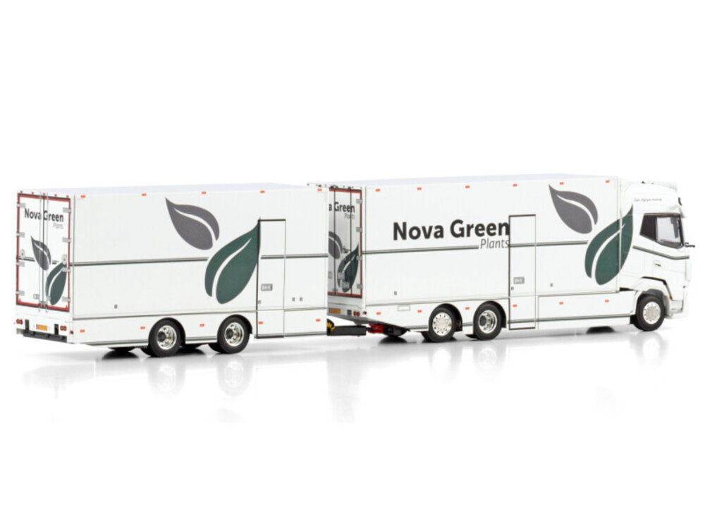 WSI WSI DAF XG+ 6x2 reefer truck with 2-axle drawbar reefer trailer NOVA GREEN PLANTS BV