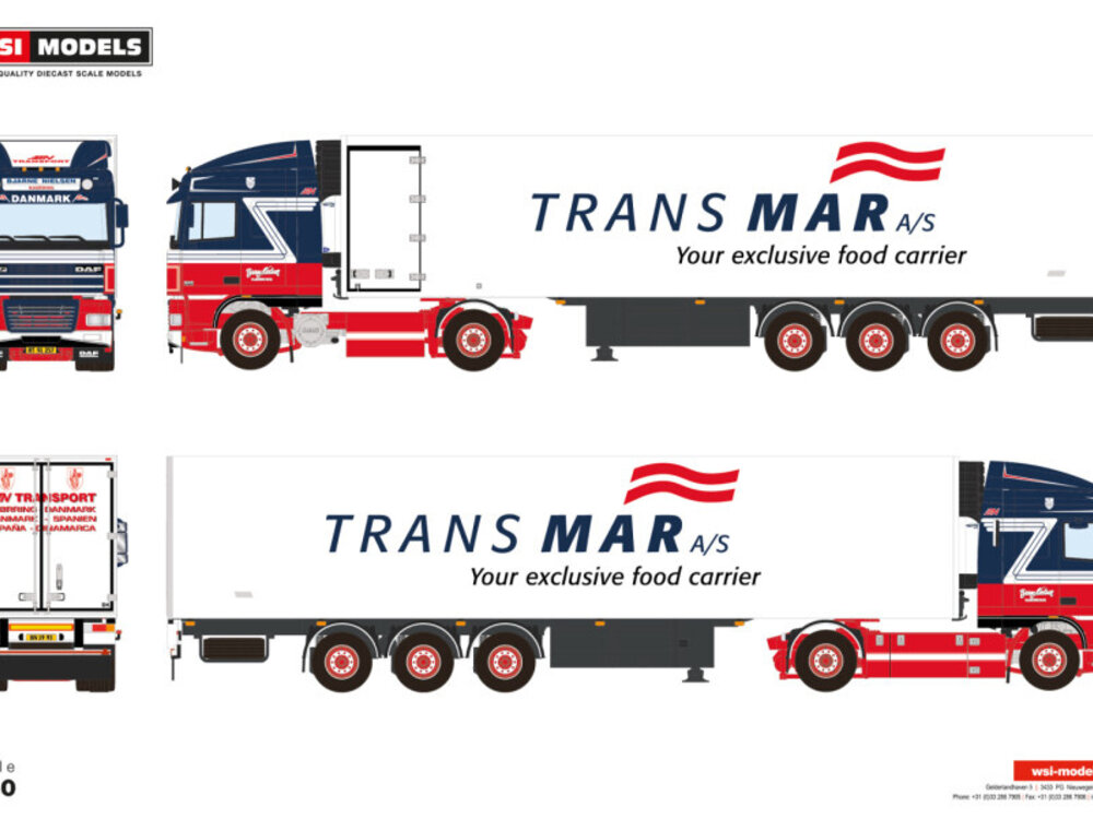 WSI WSI DAF XF95 Space cab  4x2 with 3-axle reefer trailer BJARNE NIELSEN