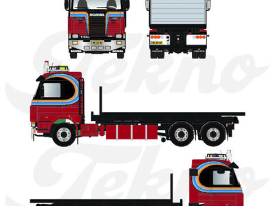 Tekno Tekno Scania 143 Topline with NCH systeem and flatbed PATRICK VAN DER MARK