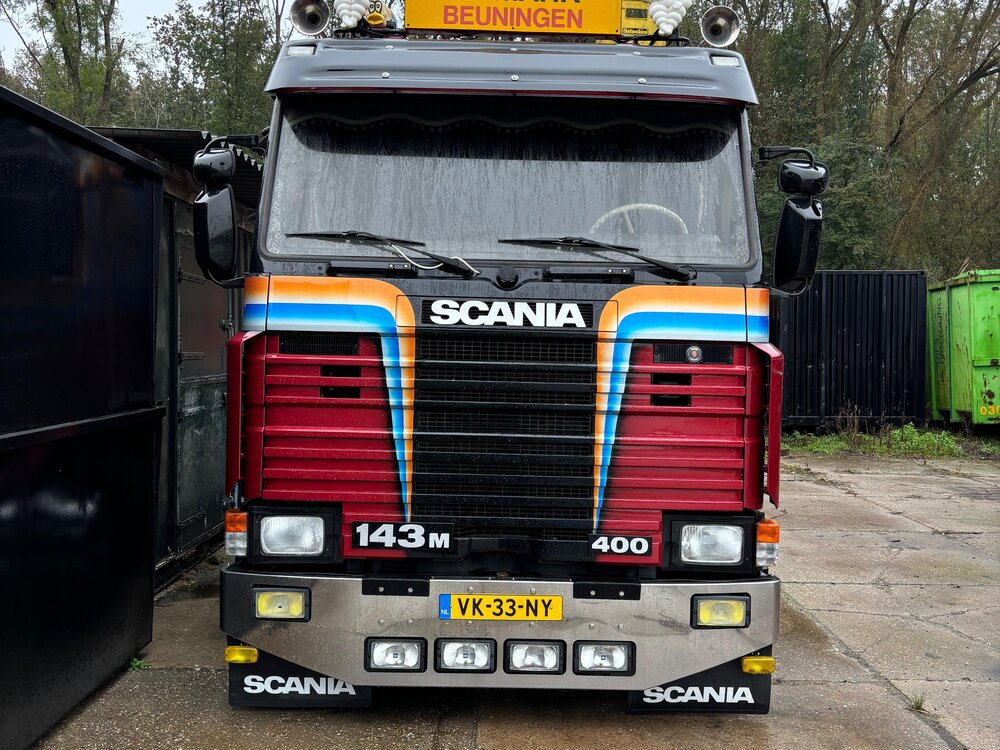 Tekno Tekno Scania 143 Topline with NCH systeem and flatbed PATRICK VAN DER MARK