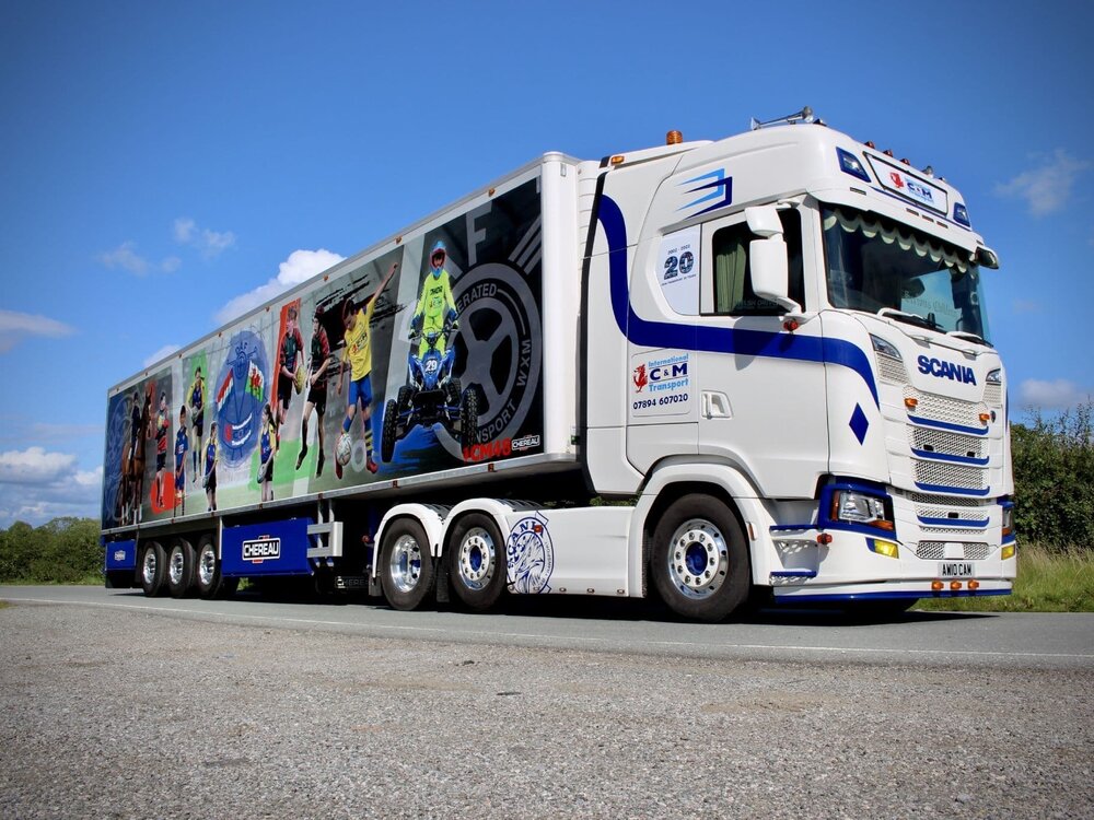 WSI WSI Scania S Series 6x2 with 3-axle Chereau reefer trailer C&M TRANSPORT Wrexham Wales