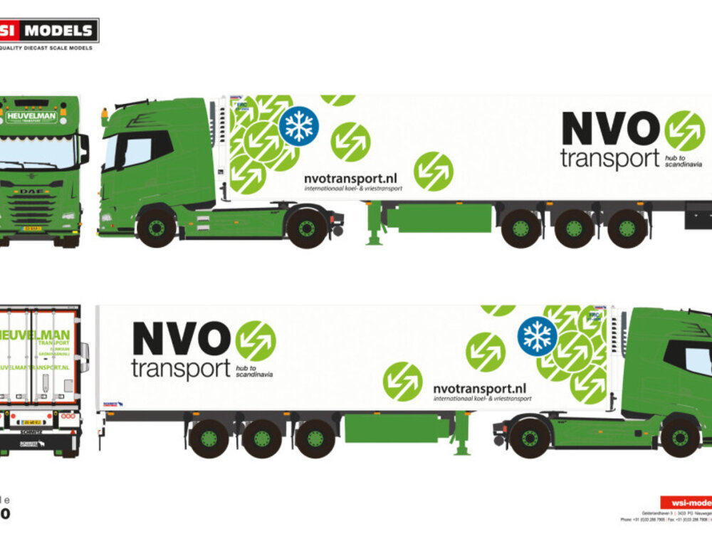 WSI WSI DAF XG+ 4x2 with 3-axle reefer trailer  HEUVELMAN GSO