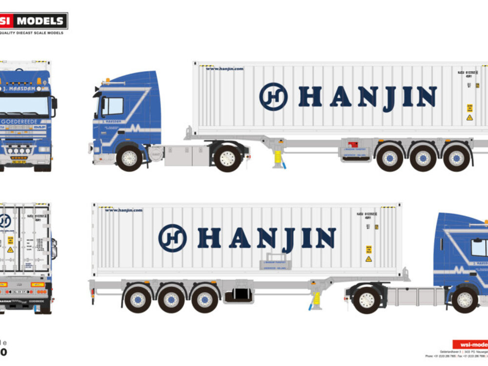 WSI WSI DAF 95XF space cab 4x2 Flex container trailer met 3-assige 40ft koel container JAN MAASDAM