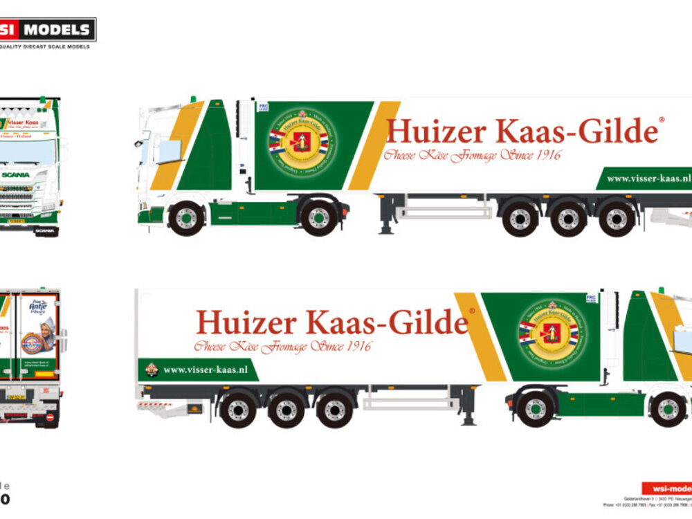 WSI WSI Scania R Highline 4x2 with 3-axle reefer trailer VISSER KAAS