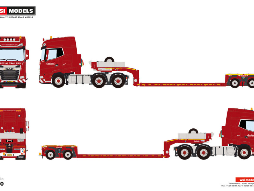 WSI WSI Daf XG+ 6x4  with 2-axle euro PX Lowloader NOOTEBOOM RED LINE