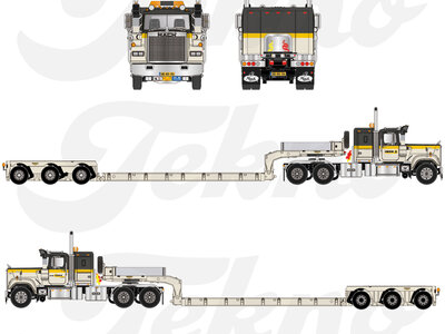 Tekno Tekno Mack RW Superliner 6x4 with 3-axle lowloader VAN DEN HERIK