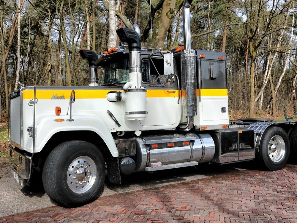 Tekno Tekno Mack RW Superliner 6x4 with 3-axle lowloader VAN DEN HERIK