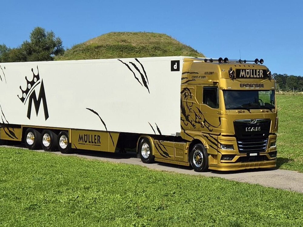 Tekno Tekno MAN TGX GX 4x2 with 3-axle reefer trailer MULLER -  Golden Commander