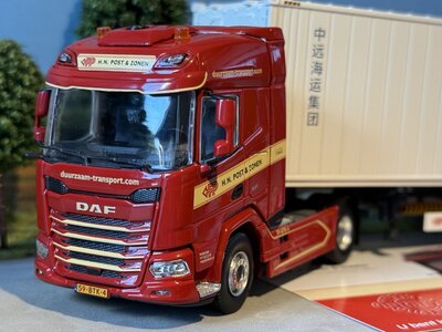 Tekno Tekno DAF XF 4x2 truck with 3- axle  containerchassis + 40ft. container H.N. POST & ZN.