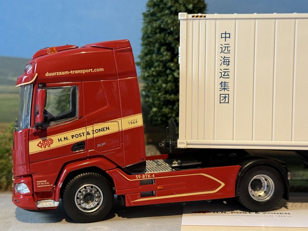 Tekno Tekno DAF XF 4x2 truck with 3- axle  containerchassis + 40ft. container H.N. POST & ZN.