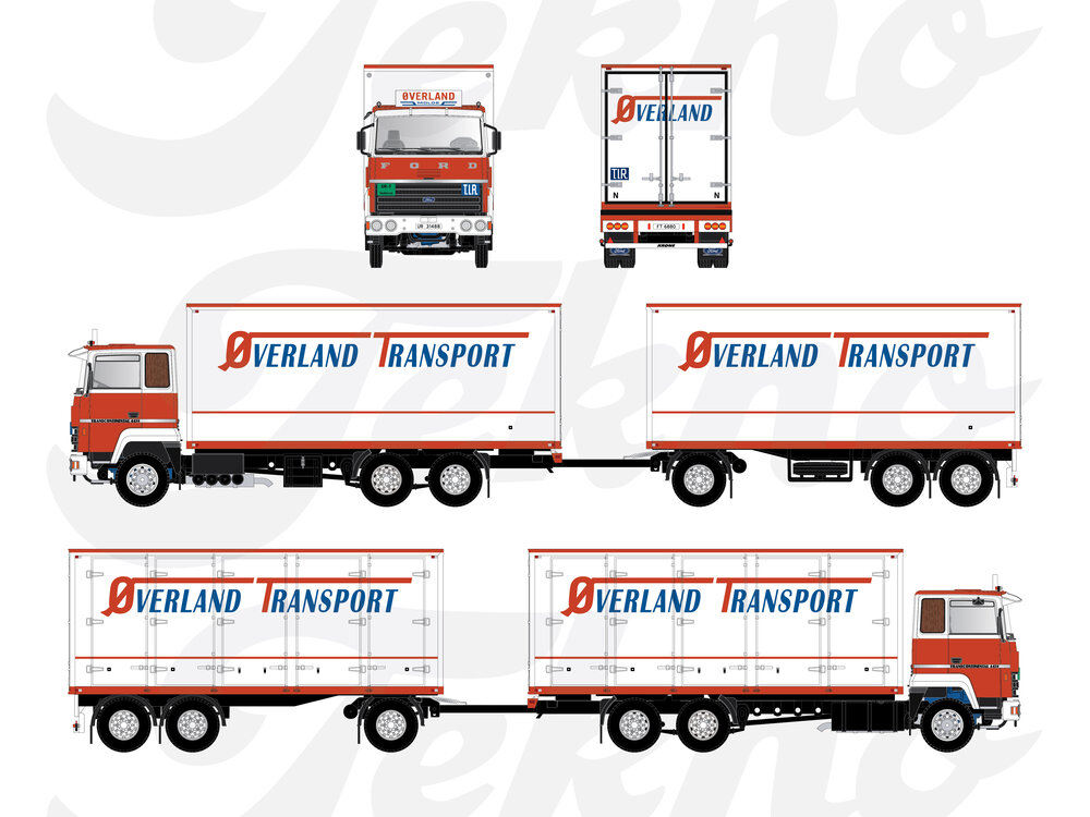 Tekno Tekno Ford Transcontinental motorwagen met 3-assige aanhanger OVERLAND