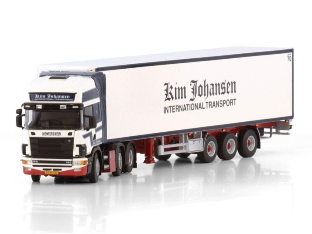WSI WSI Scania 4-serie Topline 6x2 met 3-assige koeloplegger KIM JOHANSEN