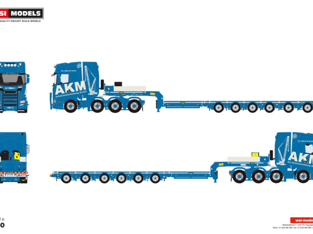 WSI WSI Scania S Highline 8x4 with 6-axle SL  lowloader AKM