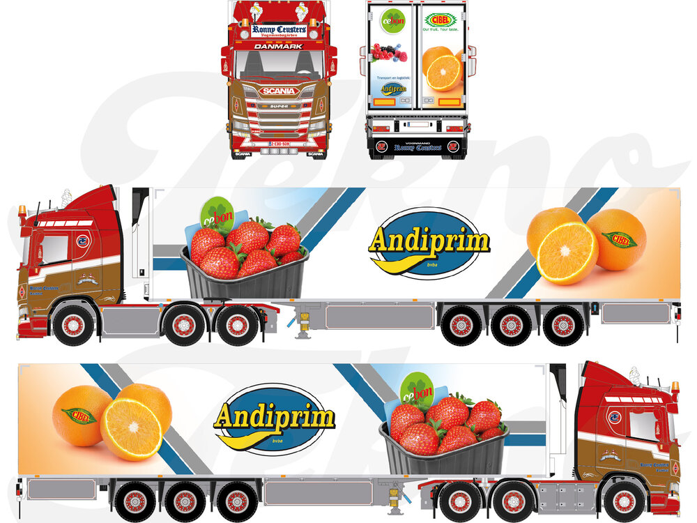 Tekno Tekno Scania Next Gen R Highline + 3-axle reefer trailer RONNY CEUSTERS