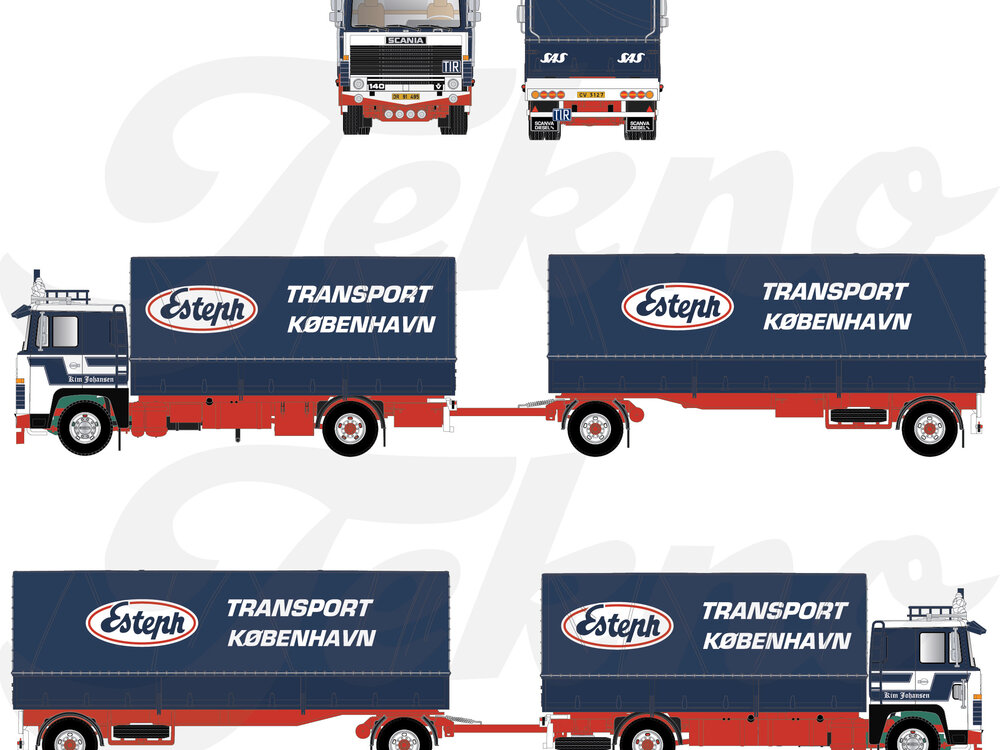 Tekno Tekno Scania 140 riged truck with 2-axle tilt trailer KIM JOHANSEN