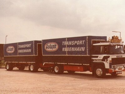 Tekno Tekno Scania 140 riged truck with 2-axle tilt trailer KIM JOHANSEN