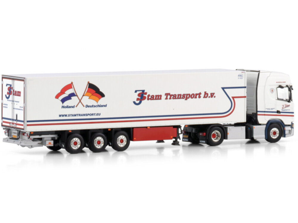 WSI WSI Scania S Highline 4x2 with 3-axle reefer trailer J. STAM