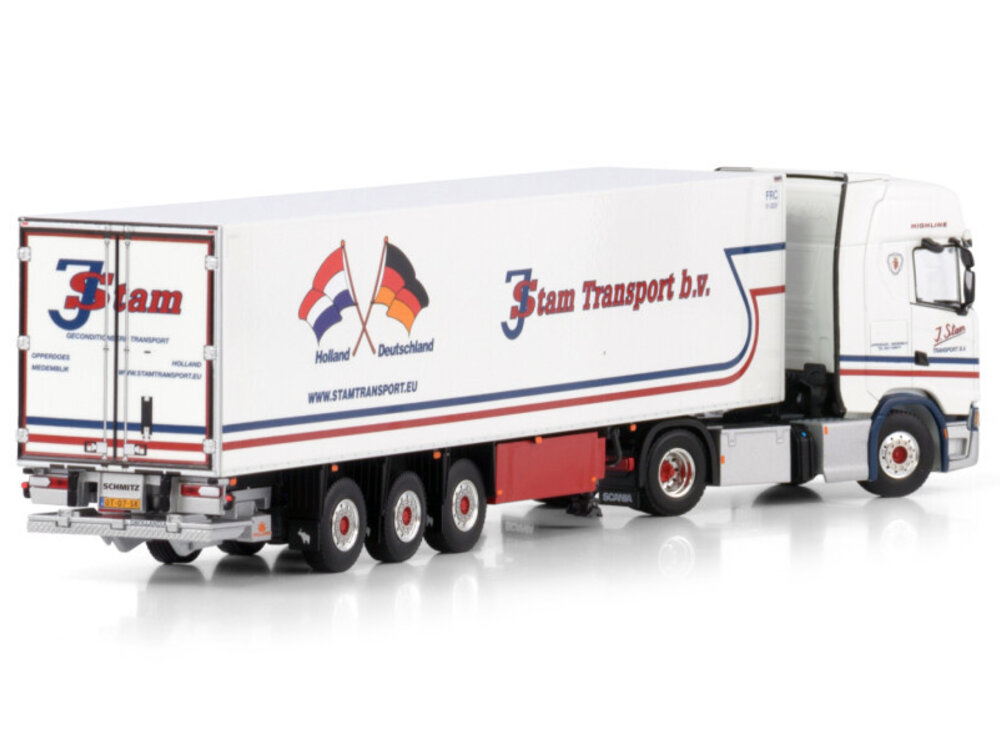 WSI WSI Scania S Highline 4x2 with 3-axle reefer trailer J. STAM