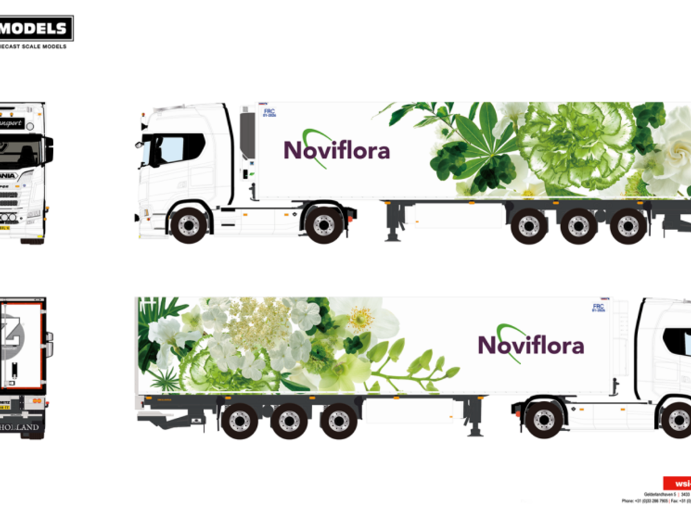 WSI WSI Scania S Highline 4x2 with 3-axle reefer trailer JZ TRANSPORT NOVIFLORA