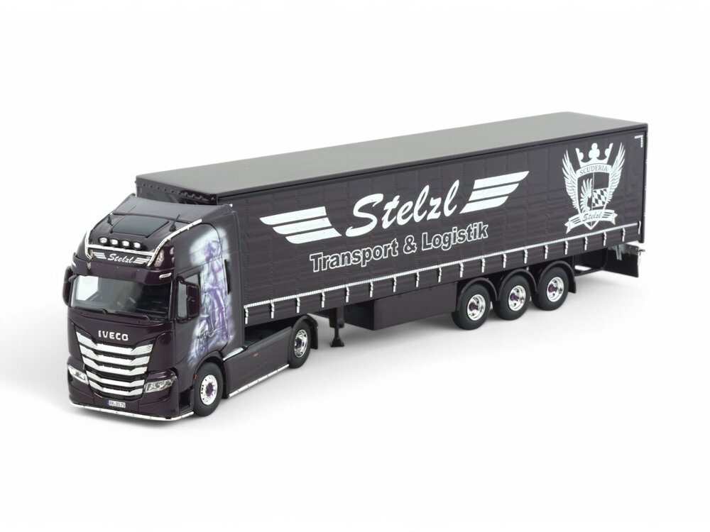 Tekno Tekno Iveco S-Way with 3-axle curtainside trailer STELZL
