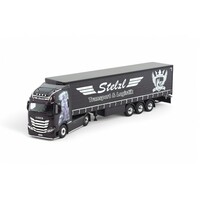 Tekno Iveco S-Way with 3-axle curtainside trailer STELZL
