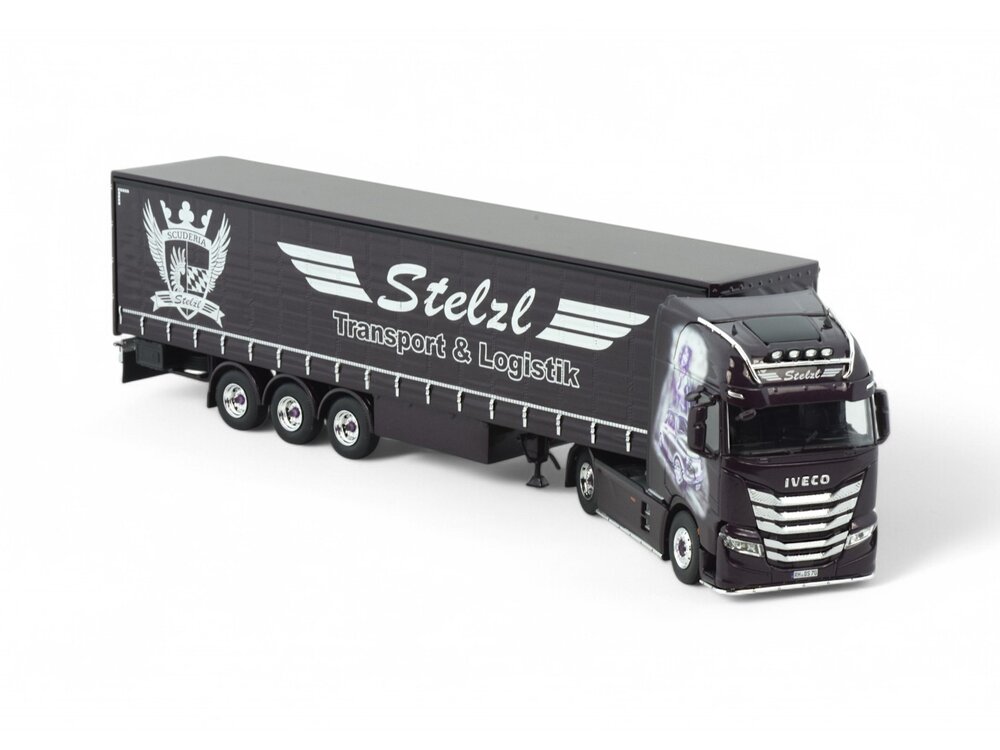 Tekno Tekno Iveco S-Way with 3-axle curtainside trailer STELZL