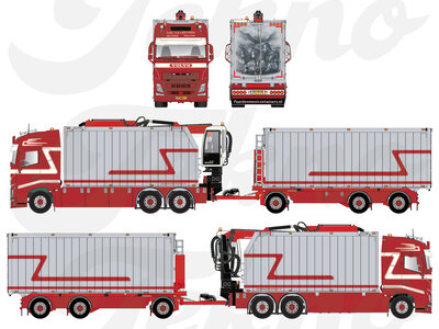 Tekno Tekno Volvo FH04 Globetrotter met open bakken en laadkraan G & J VAN LEEUWEN