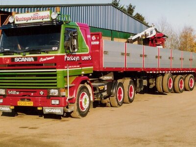 Tekno Tekno Scania 142M V8 6x2 trekker met 3-assige stenenoplegger FONTEYN TRANPORT