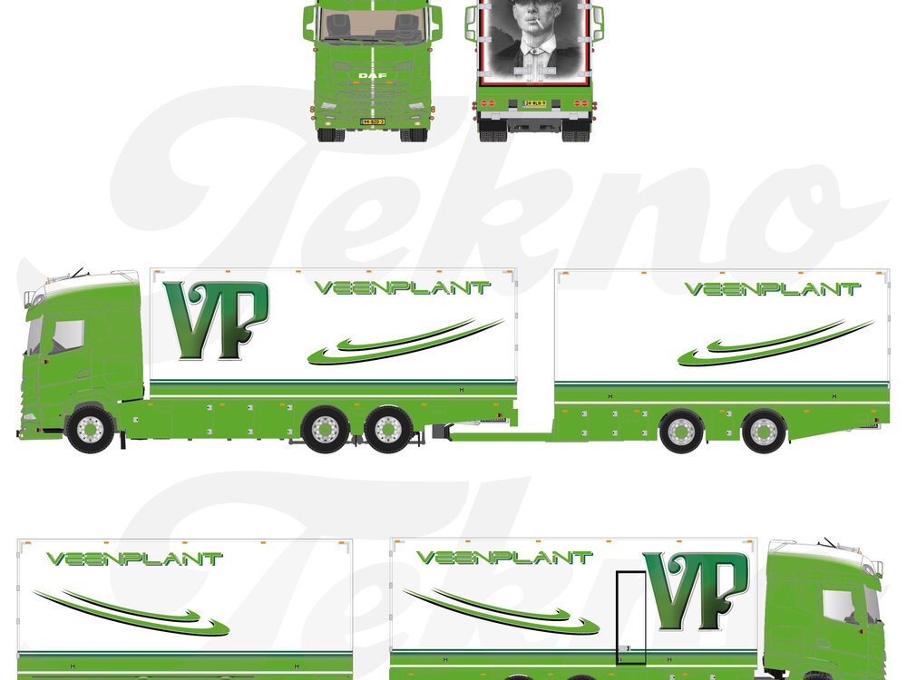 Tekno Tekno DAF XG+ motorwagen met 2-assige wipkar VEENPLANT "PEAKY BLINDERS"