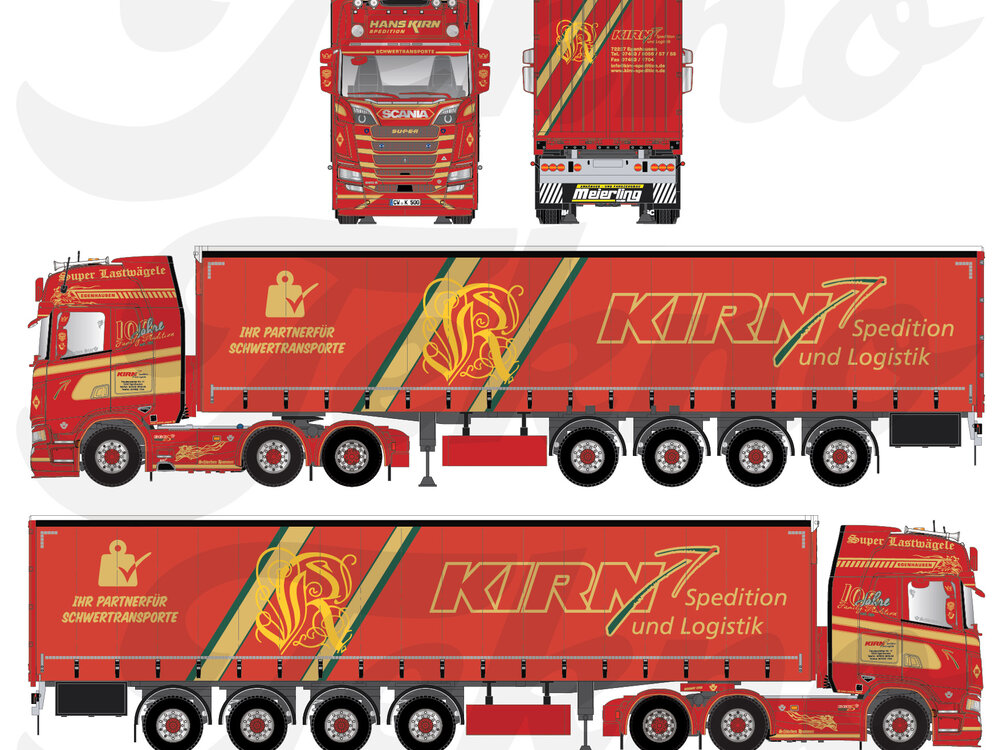 Tekno Tekno Scania Next Gen S Highline with 4-axle curtainside trailer KIRN SPEDITION