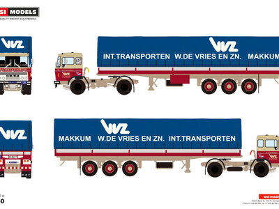 WSI WSI DAF 2600 4x2 with classic 3-axle curtainside trailer W. DE VRIES & ZN.