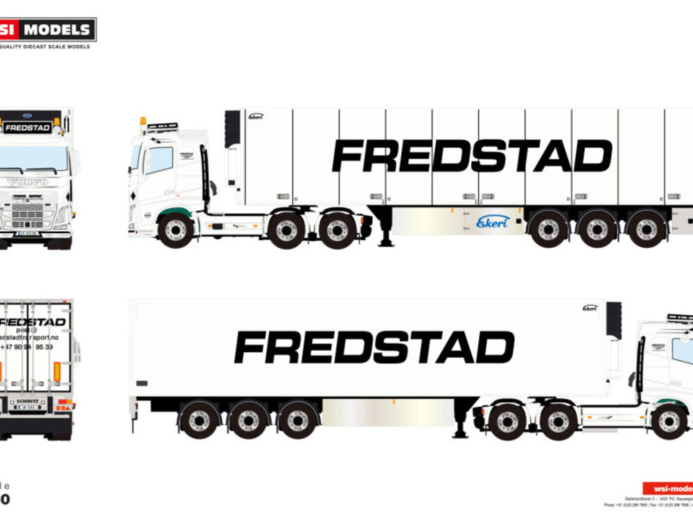 WSI WSI Volvo FH4 Sleeper cab 6x2 with 3-axle reefer trailer FREDSTAD
