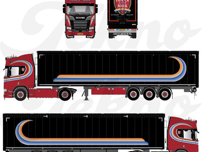 Tekno Tekno Scania NGR Highline 4x2 met 3-assige walkingfloor oplegger PATRICK VAN DER MARK