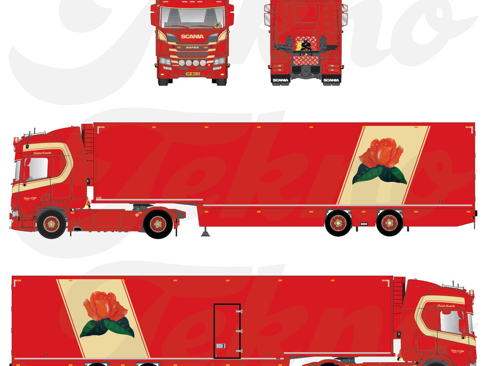 Tekno Tekno Scania Next Gen R530 Highline with 2-axle flower trailer FLEURS VAN DEN EIJKEL