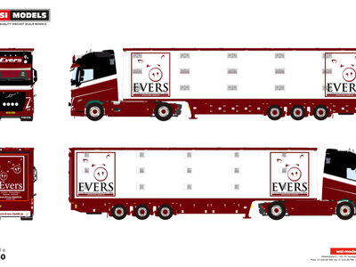 WSI WSI Volvo FH5 Globetrotter XL 4x2 with 3-axle iso therm live stock trailer EVERS