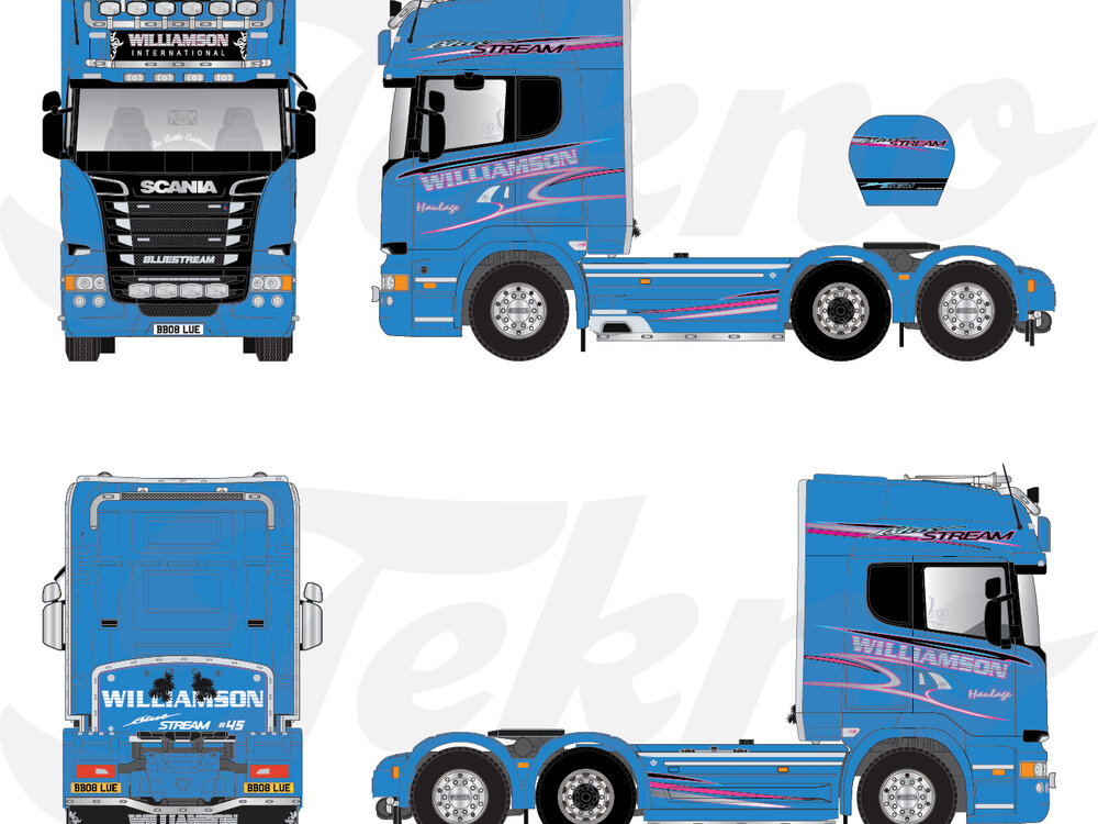 Tekno Tekno Scania R730 Streamline 6x2 sleepas trekker WILLIAMSON