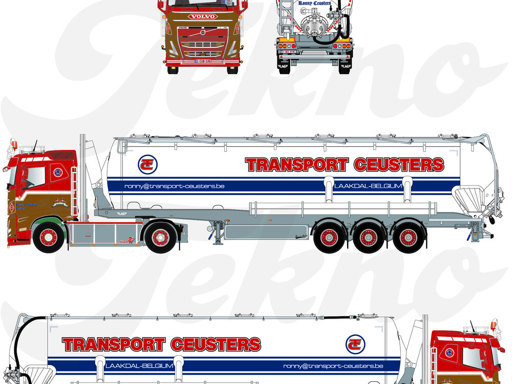Tekno Tekno Volvo FH05 Laag dak met 3-assige silo oplegger RONNY CEUSTERS
