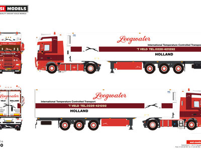 WSI WSI DAF XF 105 Super Space Cab 4x2 with  3-axle reefer trailer LEEGWATER
