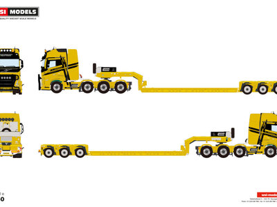 WSI WSI Volvo FH5 Globetrotter XL 8x4 met 3-assige euro dieplader L.A. VAN ROOZENDAAL