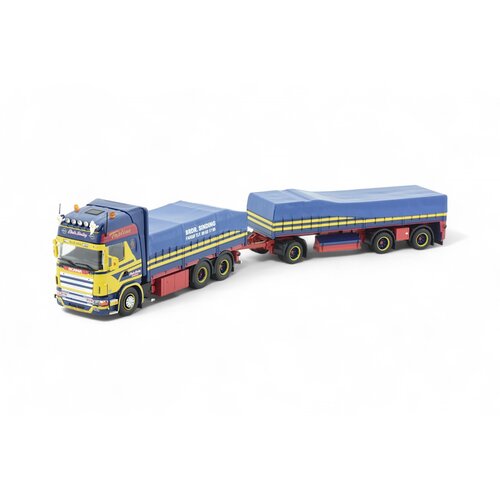 Tekno Tekno Scania 4-serie Topline rigid truck with 3-axle trailer + (resin) covered load BRDR SINDING Tekno Tekno Scania 4-serie Topline rigid truck with 3-axle trailer + (resin) covered load BRDR SINDING