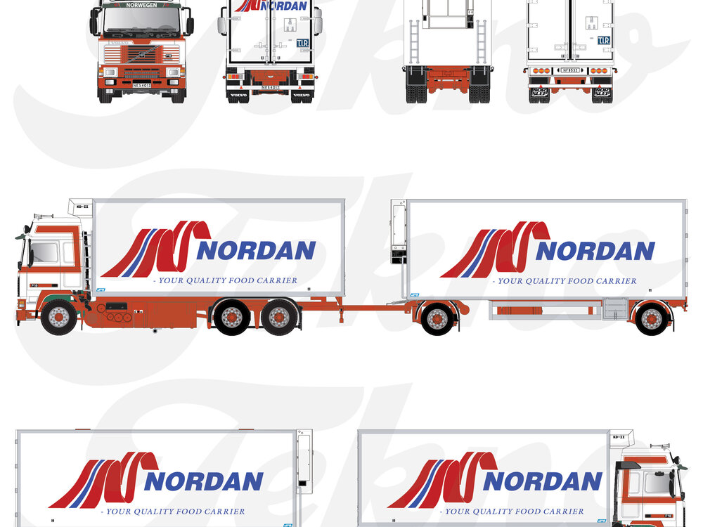 Tekno Tekno Volvo F16 Globetrotter rigid truck with 2-axle trailer NORDAN