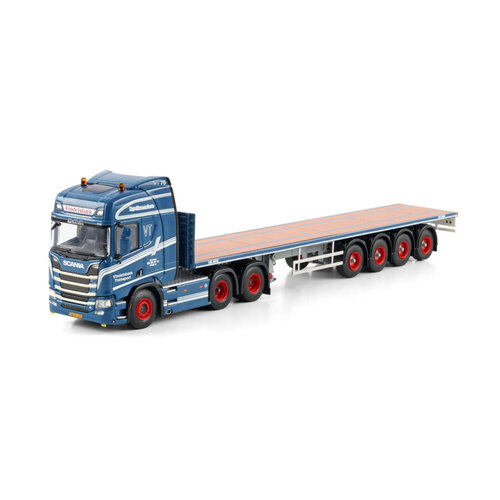 WSI WSI Scania R Highline 6x2 with 4-axle flatbed trailer VINDELSBAEK WSI WSI Scania R Highline 6x2 with 4-axle flatbed trailer VINDELSBAEK